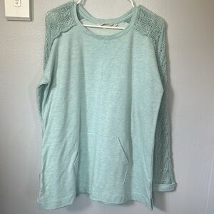 Soft Surroundings Soft French Terry Ana Sweatshirt Cable Knit Sleeves